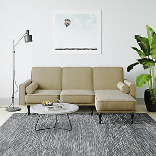 Atwater Living Edison Small Space Sectional Futon, Tan, rollover