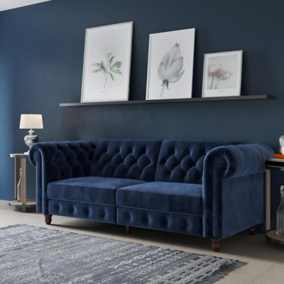 Atwater Living Fitz Sofa Futon, Blue, rollover