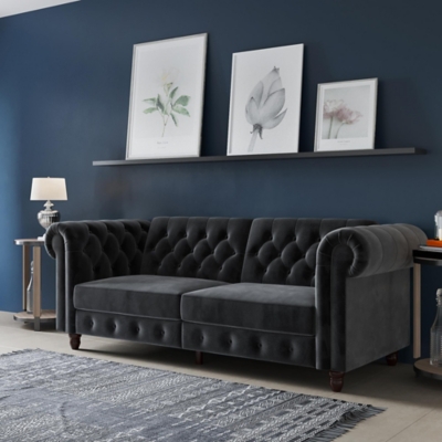 Atwater Living Fitz Sofa Futon, Gray, rollover