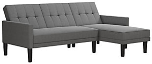 Atwater Living Henri Small Space Sectional Futon Grey Linen, Light Gray, large