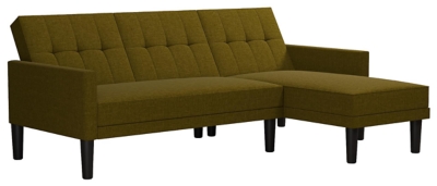 Atwater Living Henri Small Space Sectional Futon, Green, large