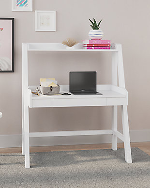 Blariden Desk with Hutch, White, rollover