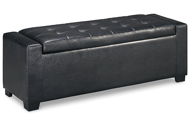 Benches Upholstered Storage Bench Ashley, Leather And Wood Storage Bench