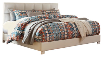 Monaka King Upholstered Bed, White, large