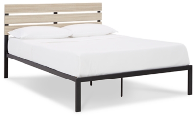 Waylowe Queen Platform Bed, Natural/Black, large