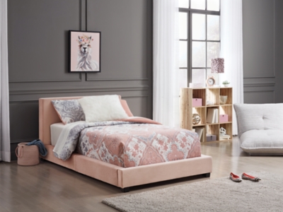 Chesani Twin Upholstered Bed, Blush