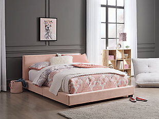 Chesani Full Upholstered Bed, Blush, rollover
