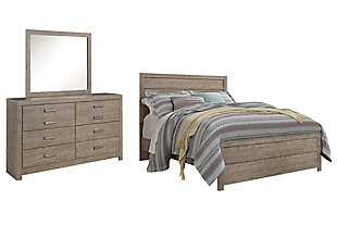 Culverbach Queen Panel Bed with Mirrored Dresser, Gray, large