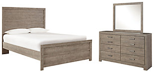 Culverbach Full Panel Bed with Mirrored Dresser, Gray, large