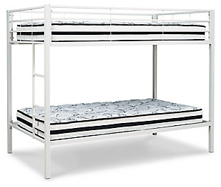 Broshard Twin over Twin Metal Bunk Bed, White, large