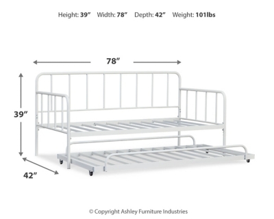 Trentlore Twin Metal Day Bed with Trundle, White, large