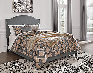 Adelloni Queen Upholstered Bed, Gray, rollover