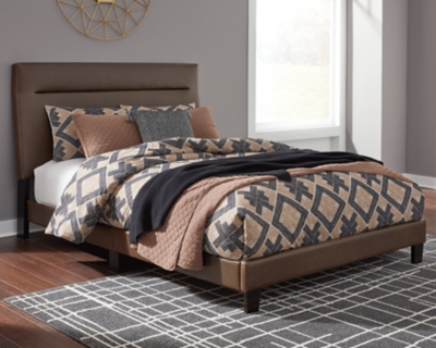 Adelloni Queen Upholstered Bed, Brown, large