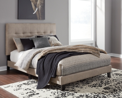 Adelloni Queen Upholstered Bed, Light Brown, large