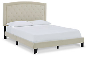 Adelloni Queen Upholstered Bed, Cream, large
