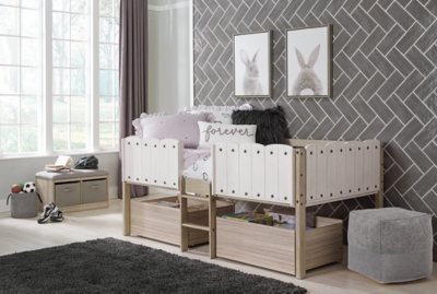 Wrenalyn Twin Loft Bed with Under Bed Bin Storage