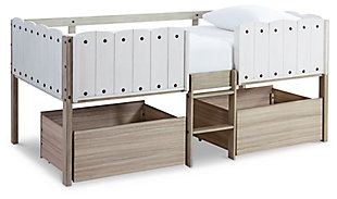 Wrenalyn Twin Loft Bed with Under Bed Bin Storage, , large