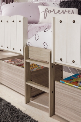 Wrenalyn Twin Loft Bed with Under Bed Bin Storage