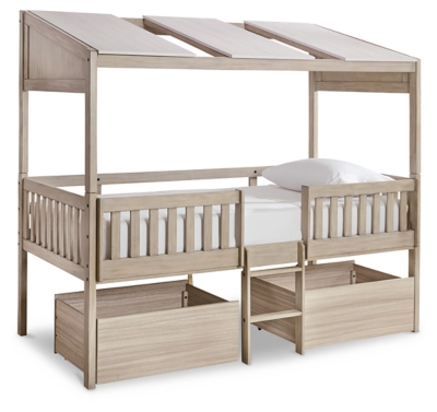 Wrenalyn Twin Loft Bed with Under Bed Bin Storage