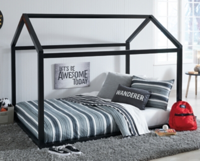 Flannibrook Full House Bed Frame, Black, large