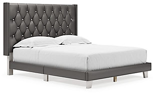 Vintasso Queen Upholstered Bed, Metallic Gray, large