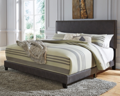 Vintasso King Upholstered Bed, Grayish Brown, large