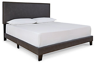 Vintasso Queen Upholstered Bed, Grayish Brown, large