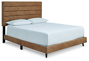 Vintasso Queen Upholstered Bed, Brown, large