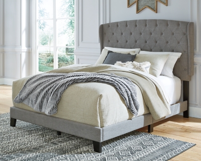 Vintasso Queen Upholstered Bed, Gray, large