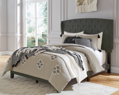 Vintasso Queen Upholstered Bed, Charcoal, large
