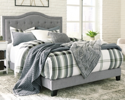 B090-381 Jerary Queen Upholstered Bed, Gray sku B090-381