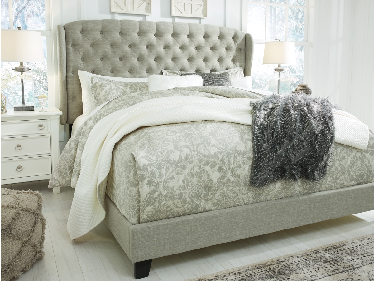 Jerary Queen Upholstered Bed with Tufted Headboard and Shelter