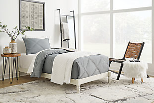 Tannally Twin Platform Bed, White, rollover