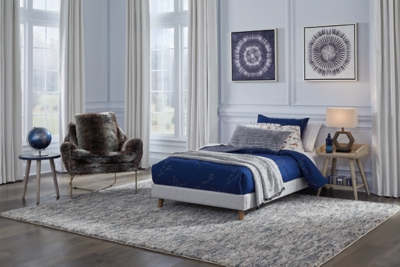 Twin upholstered platform deals bed