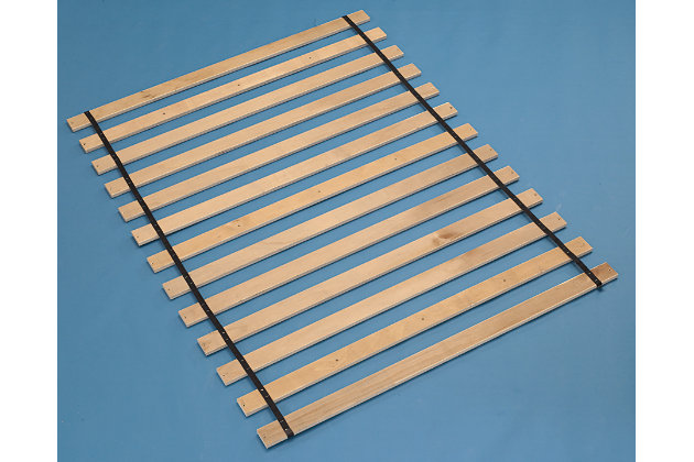 Give your mattress added support and distribute body weight more evenly with the addition of wooden roll slats. Easily attaches to bed frames thanks to pre-drilled holes.Assembly required | Made of wood with nylon cord | Pre-drilled holes for easy attachment to bed frame | Eliminates need for box spring | Compatible with full mattresses | Estimated Assembly Time: 30 Minutes
