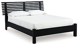 Danziar Queen Slat Panel Bed, Black, large