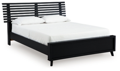 Danziar Queen Slat Panel Bed, Black, large