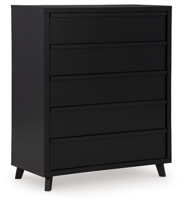 Doral Black 5-drawer Chest, Bedroom - Chests