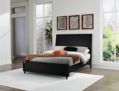 Danziar Queen Panel Bed with Framed Panel Footboard, Black