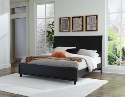 Danziar King Panel Bed with Framed Panel Footboard, Black