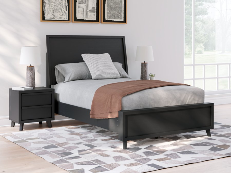 Cama de plataforma con panel completo, cómoda y espejo Danziar - image 8