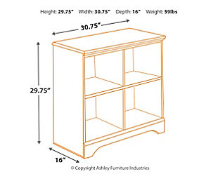 The clean lines and crisp finish of the Lulu loft bin storage unit complement virtually every style of decor. Whether their new favorite color is pink, purple or blue, this bedroom furniture will be a mainstay. Four open cubbies keep her treasured keepsakes safe yet well within reach.Made of engineered wood (MDF/particleboard) | 4 storage cubbies