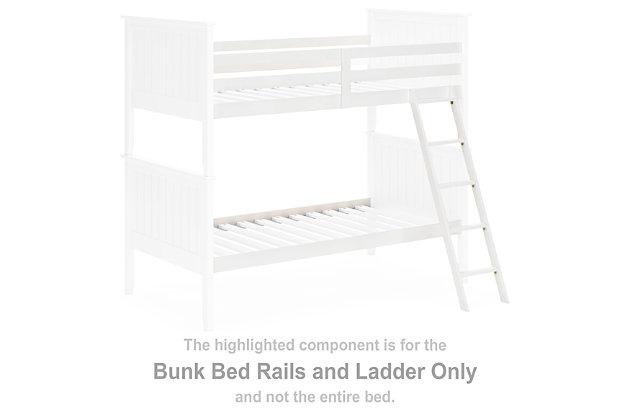 Lulu Twin Bunk Bed Rails And Ladder, Dorel Living Airlie Solid Wood Bunk Beds Twin Over Full With Ladder And Guard Rail White