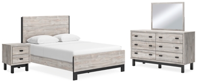 APG-B1036B2-6P Vessalli Queen Panel Bed with Mirrored Dresser and sku APG-B1036B2-6P