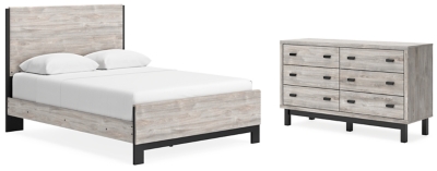 APG-B1036B2-4P Vessalli Queen Panel Bed with Dresser, Gray sku APG-B1036B2-4P