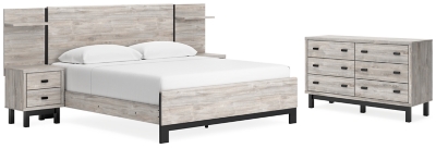 Vessalli King Panel Bed with Dresser, Gray