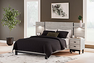 Vessalli Queen Panel Bed with Extensions, Gray, rollover