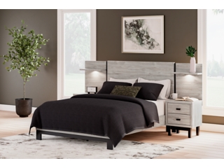 Vessalli Panel Bed with Headboard Extensions and 2 Nightstands