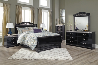 Ashley furniture black and silver bedroom set discount