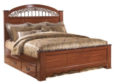 Fairbrooks Estate King Poster Bed With Storage Ashley